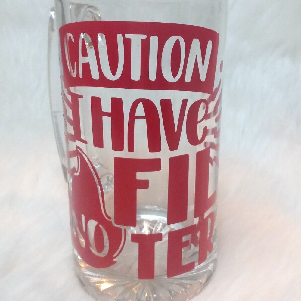 Glass Beer Mug heavy clear Custom Design Red 26.5oz Unisex Personalized
